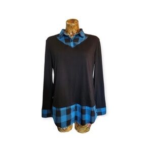 DJT top black blue large long sleeve